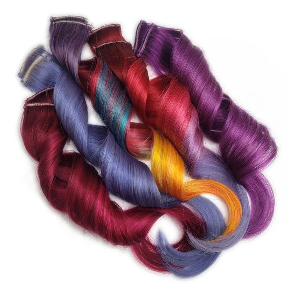 Red Purple Rainbow Colored Ombre 18 inch Remy Clip in Human Hair Extensions